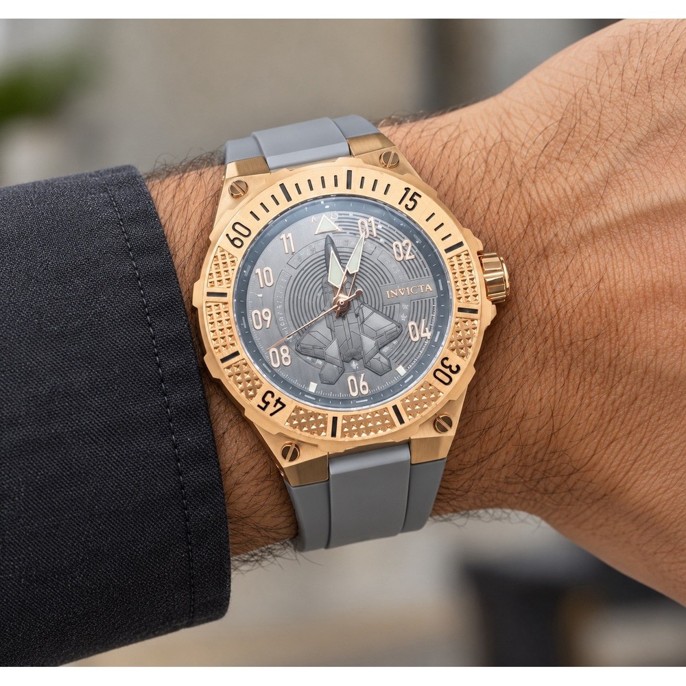 Invicta Aviator Ascend 39891 Mens 50mm Rose Gold Gray Silicone Quartz Watch NIB